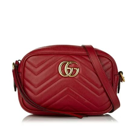 Pre-Owned Gucci GG Marmont Crossbody Bag Calf Leather Red | Walmart (US)