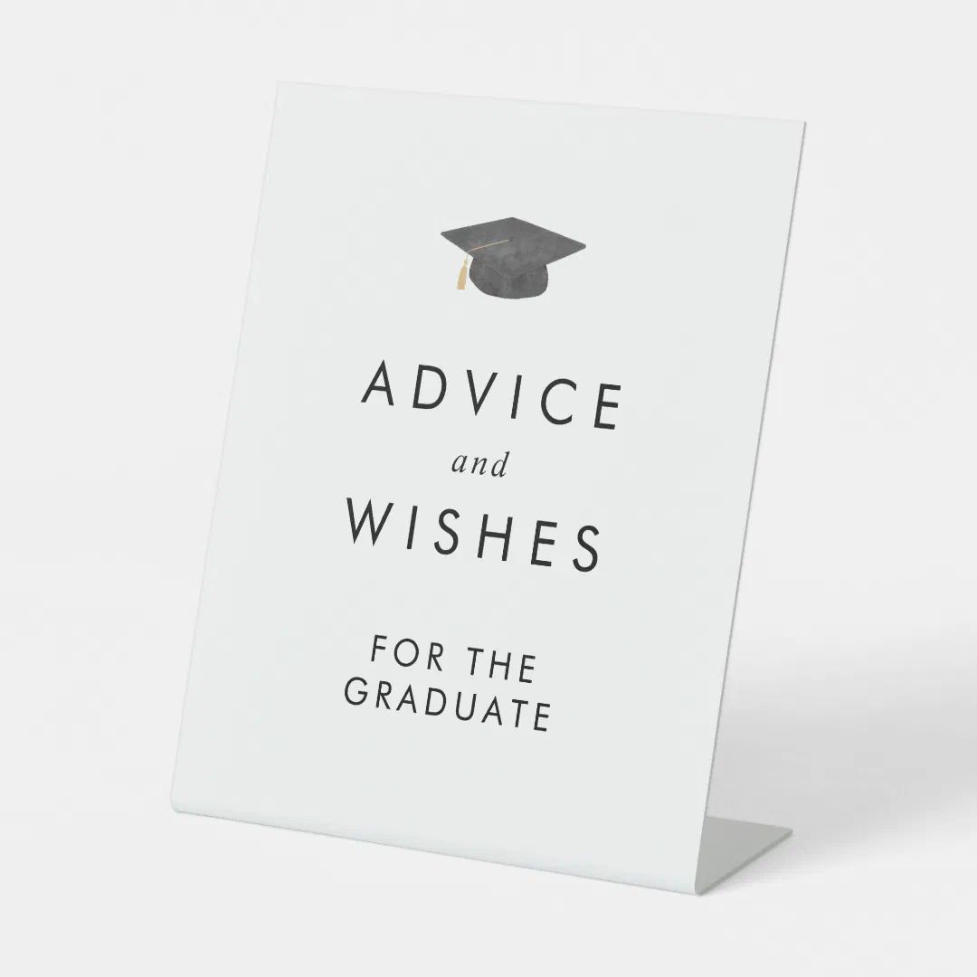 Chic Grad Cap Advice and Wishes Graduation Pedestal Sign | Zazzle | Zazzle