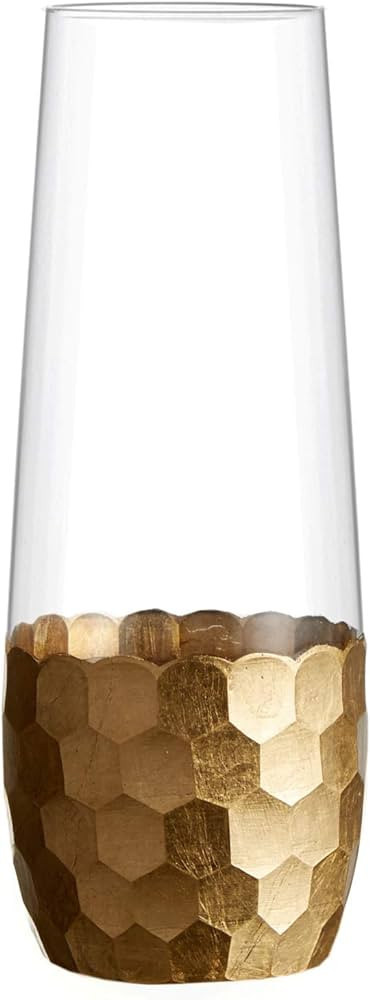Fitz and Floyd Daphne Set of 4 Stemless Champagne Flutes Glasses 2.5x6" Gold 5 fluid ounces | Amazon (US)