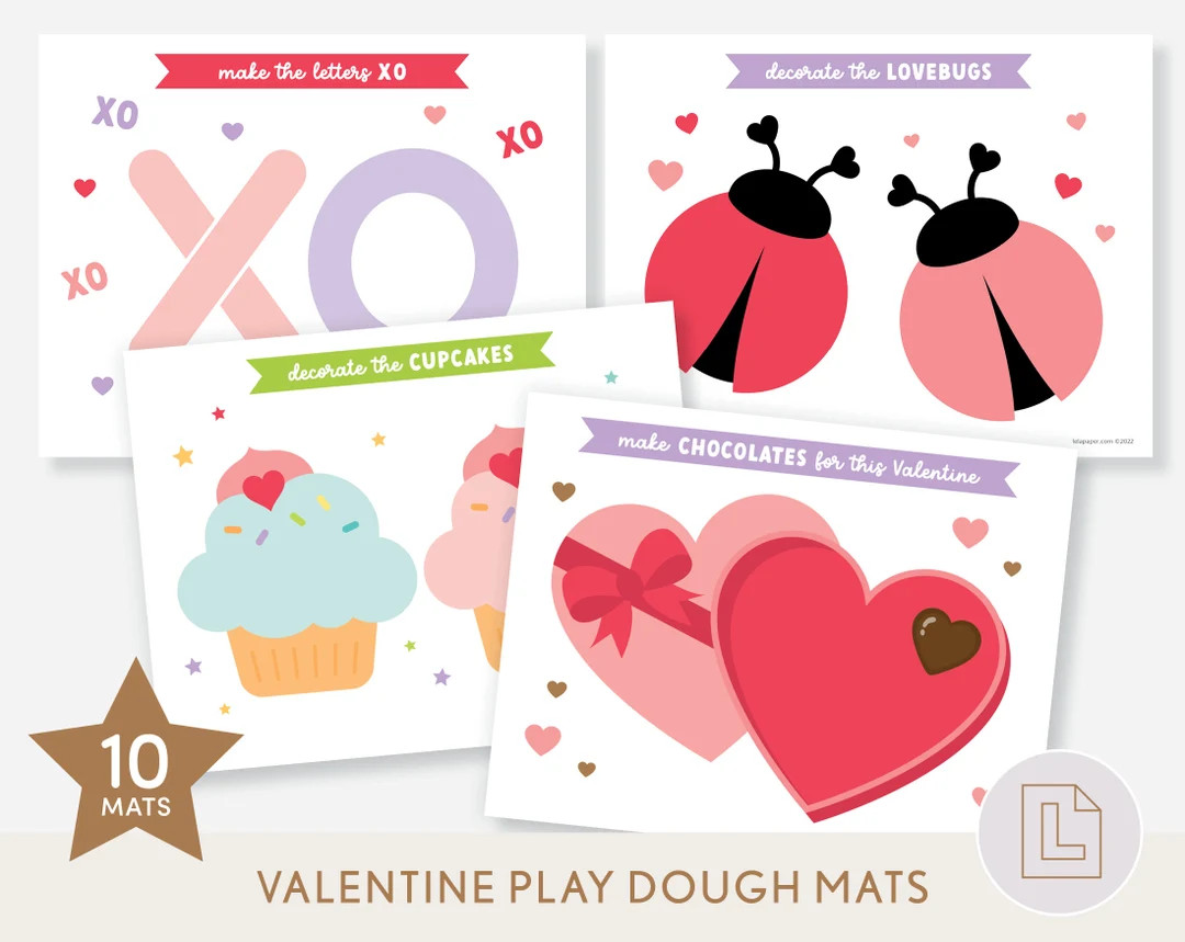 Valentine's Day Play Dough Mats Printable | Playdough Activity | Hearts and Sweets Play Doh Promp... | Etsy (US)