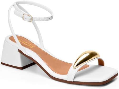 Sandália Feminina Salto Baixo Bloco Confortável Enfeite Metalizado | Amazon (BR)