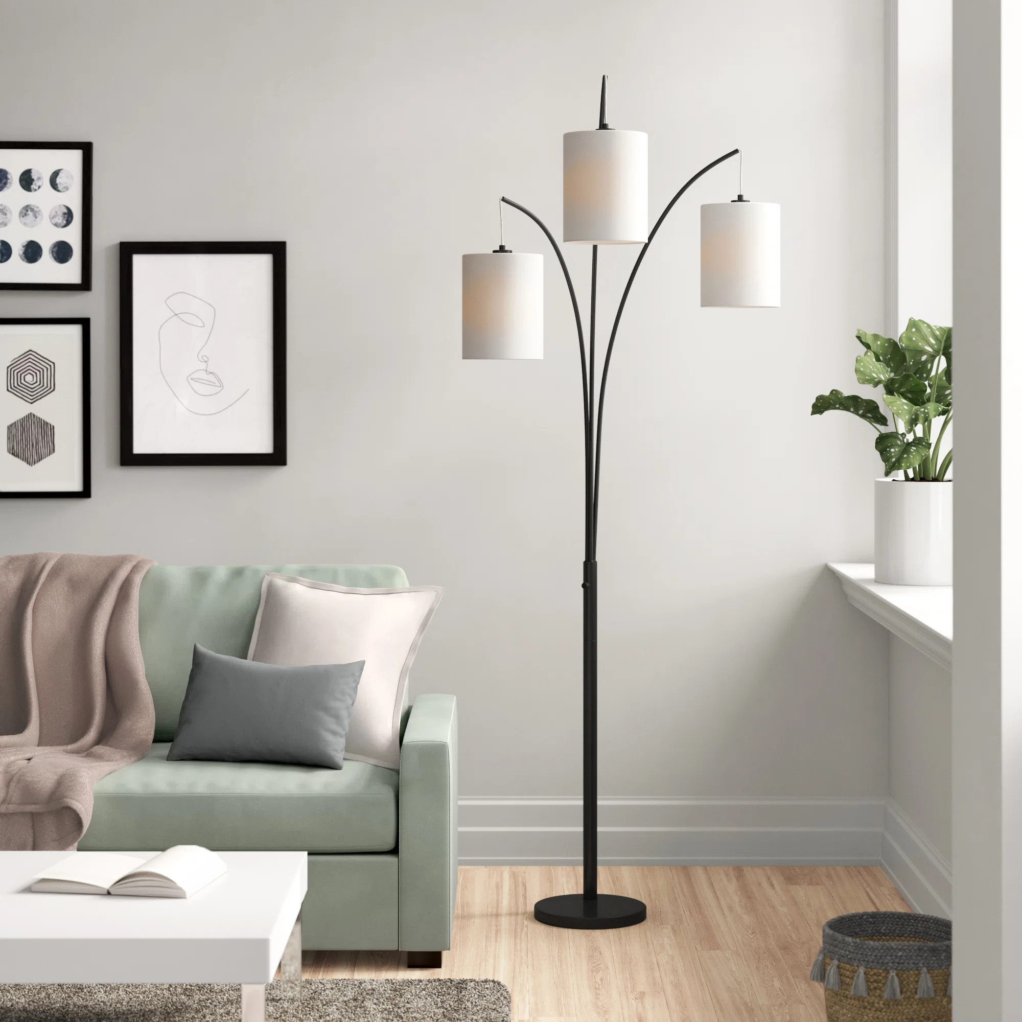 Leah 3-Light Floor Lamp - Black | Wayfair North America