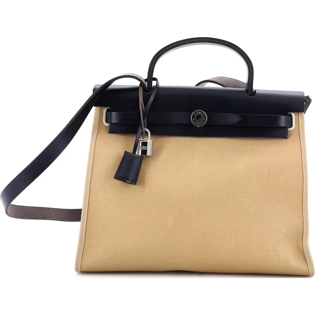 Pre-Owned Hermes Herbag Zip Leather and Toile 31 in White at Nordstrom, Size Small | Nordstrom