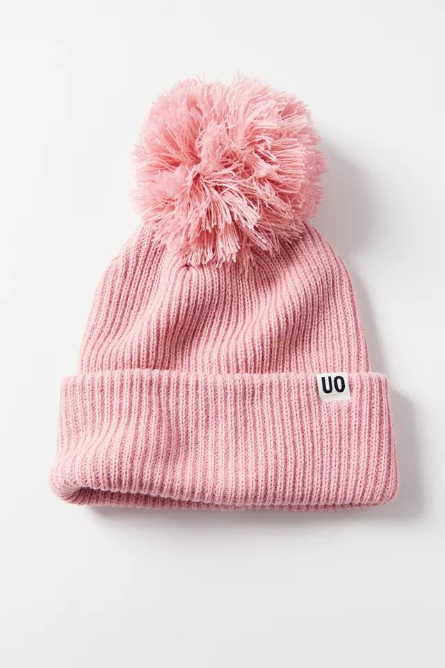 UO Ribbed Pompom Beanie | Urban Outfitters (US and RoW)