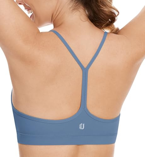 UEU Y Racerback Yoga Bra for Women, Workout Gym Active Running Bras with Removable Pad Tops, Lake Blue XXL | Amazon (US)