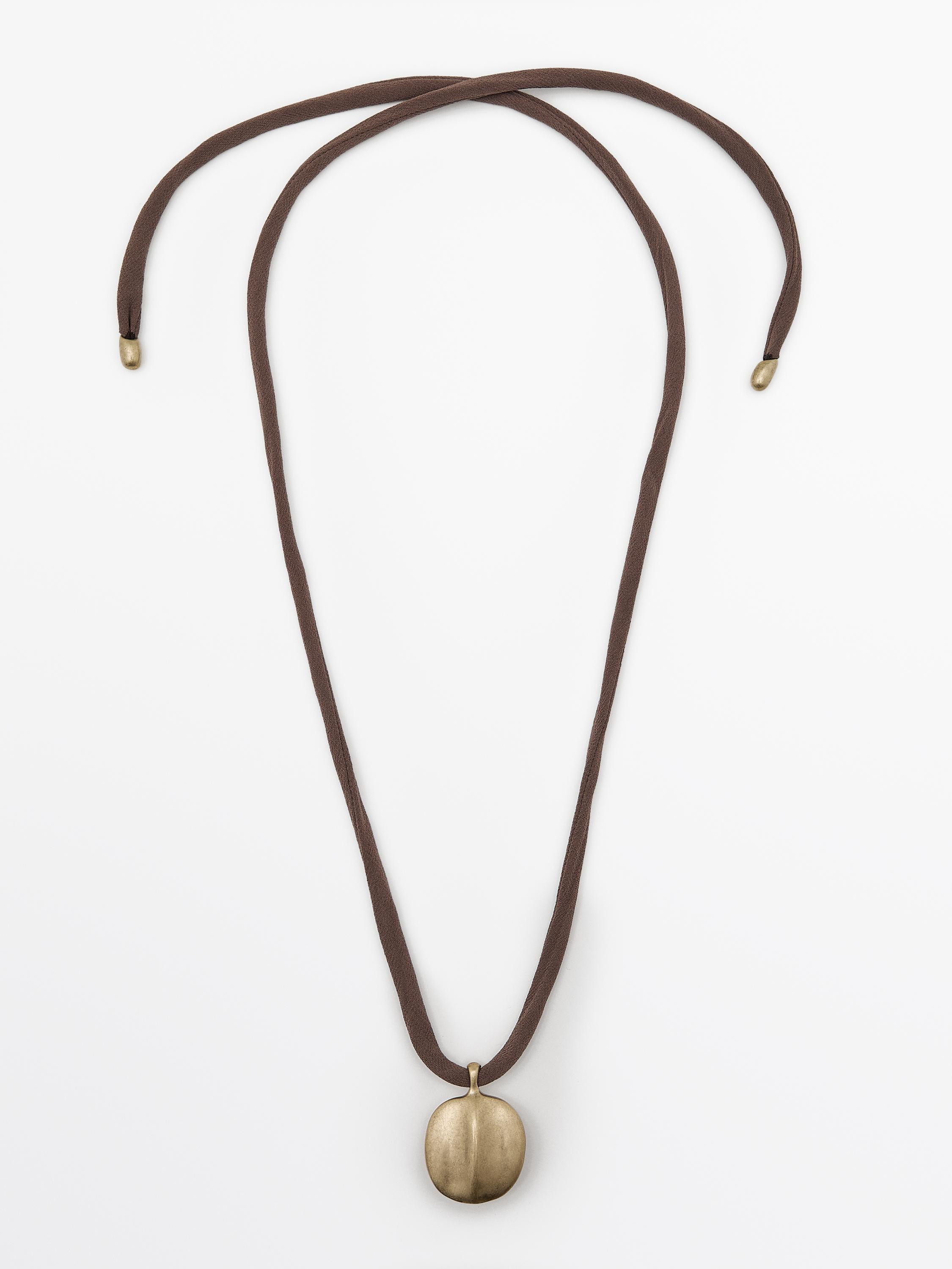 Leaf and silk cord necklace | Massimo Dutti UK