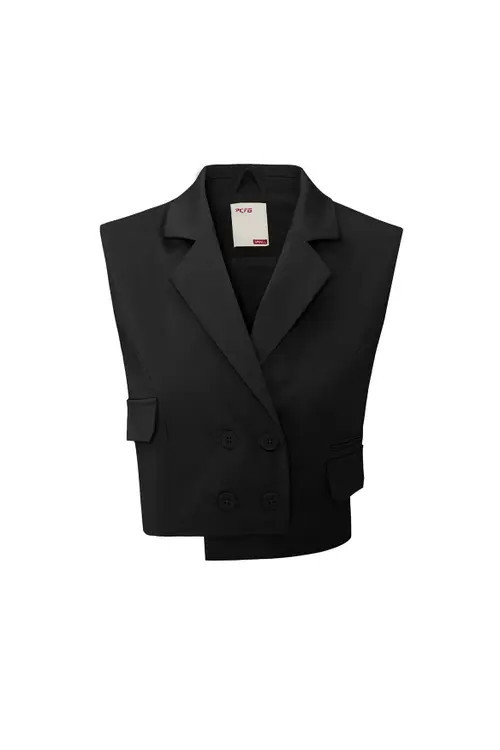 PCFG Woven Crop Vest in Black at Nordstrom, Size Small | Nordstrom