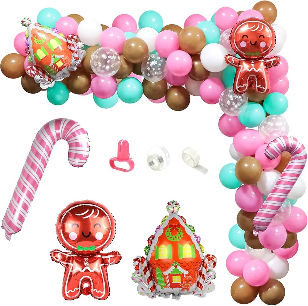 K KUMEED Christmas Balloons Garland kit,Gingerbread Man Balloon Arch Khaki balloons set for Chris... | Amazon (US)