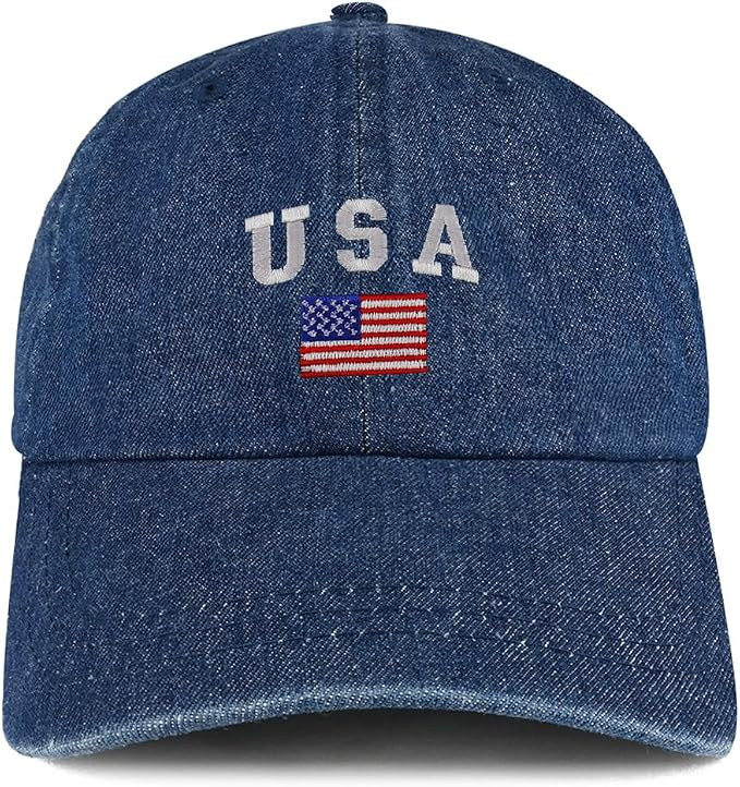 American Flag and USA Embroidered 100% Cotton Denim Cap Dad Hat | American Flag and USA, Embroide... | Amazon (US)