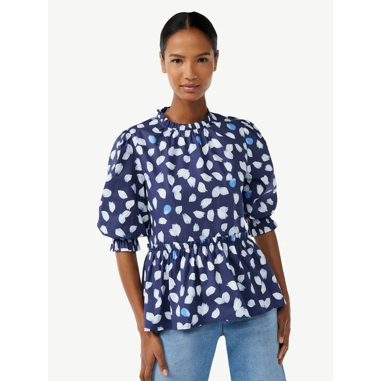 Scoop Women's Mock Neck Peplum Top - Walmart.com | Walmart (US)