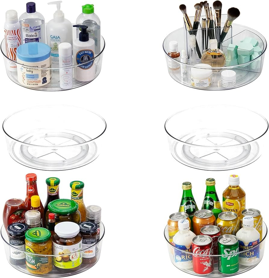 6 Pack Lazy Susan 11.5" Inch Turntable Organizer Organization Storage Container Bins Spice Rack C... | Amazon (US)