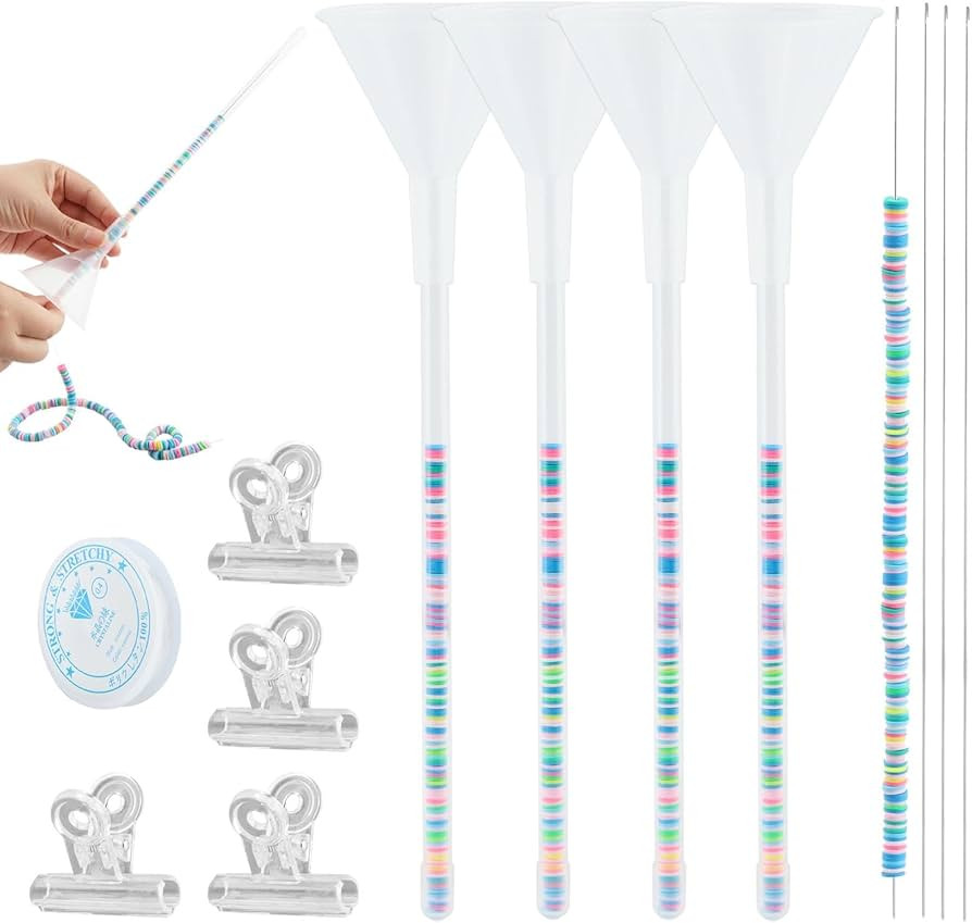 LVOERTUIG Beading Funnel, Clay Beads Bracelet Making Kit, 4 Pcs Beading Funnel Bead Bracelet Kit ... | Amazon (US)