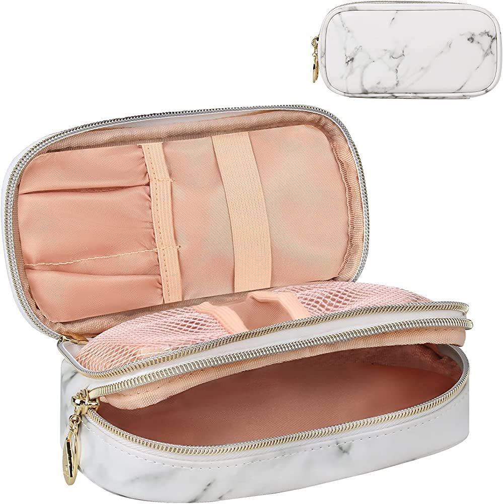 MONSTINA Makeup Bag for Women,Pouch Bag,Makeup Brush Bags Travel Kit Organizer Cosmetic Bag (cwhi... | Amazon (US)