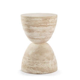Sera Hourglass White Travertine Side Table | Eternity Modern