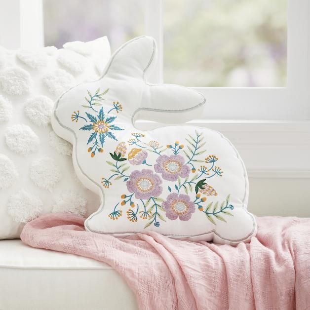 Embroidered Shaped Bunny Pillow | Grandin Road | Grandin Road