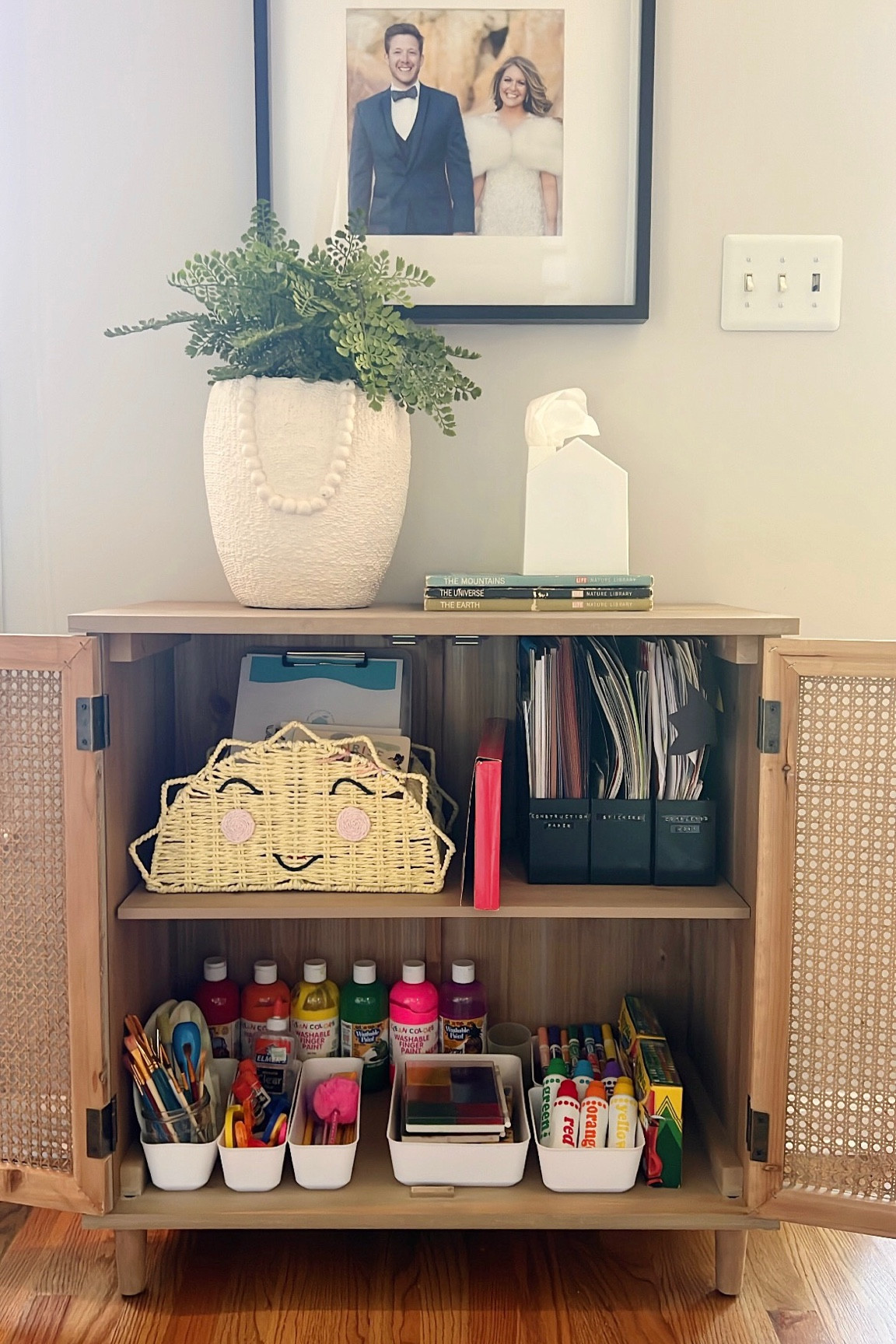 Art Cabinet for Morning Basket time & crafts