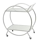 Deco 79 Metal Rolling 2 Mirrored Shelves Bar Cart with Wheels and Handle, 14" x 28" x 30", Silver | Amazon (US)