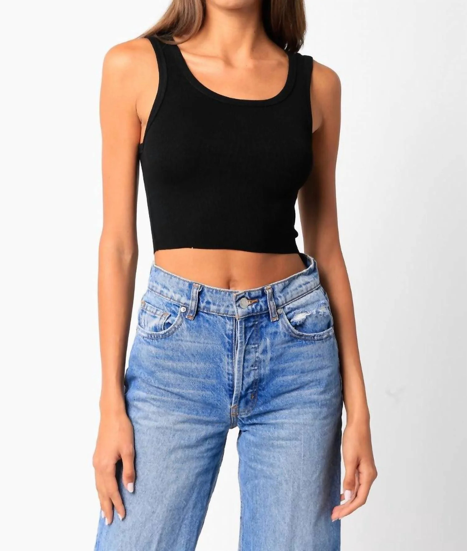 Nola Crop Tank Top In Black | Shop Simon