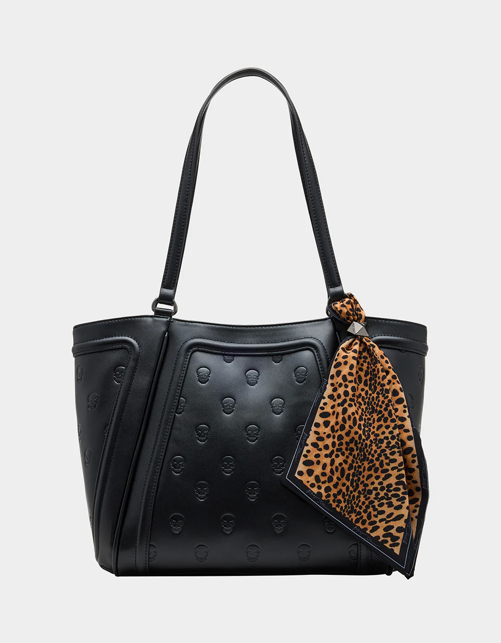 SKULLICIOUS TOTE WITH SCARF BLACK Women's Black Skull Tote Handbag | Betsey Johnson