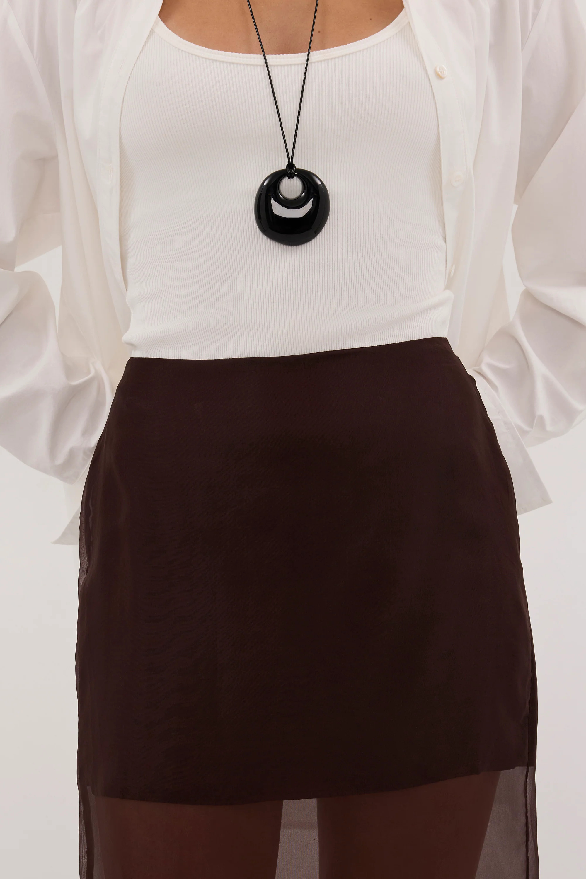 SIAN DARK CHOC ORGANZA MIDI SKIRT | DISSH