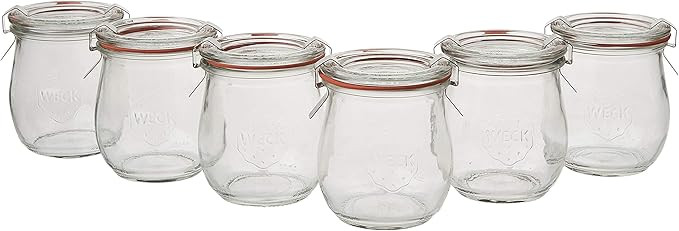 Mini Tulip Jelly Jar with Glass Lids 6 Rings and 12 Clamps, 6 Count (Pack of 1) | Amazon (US)