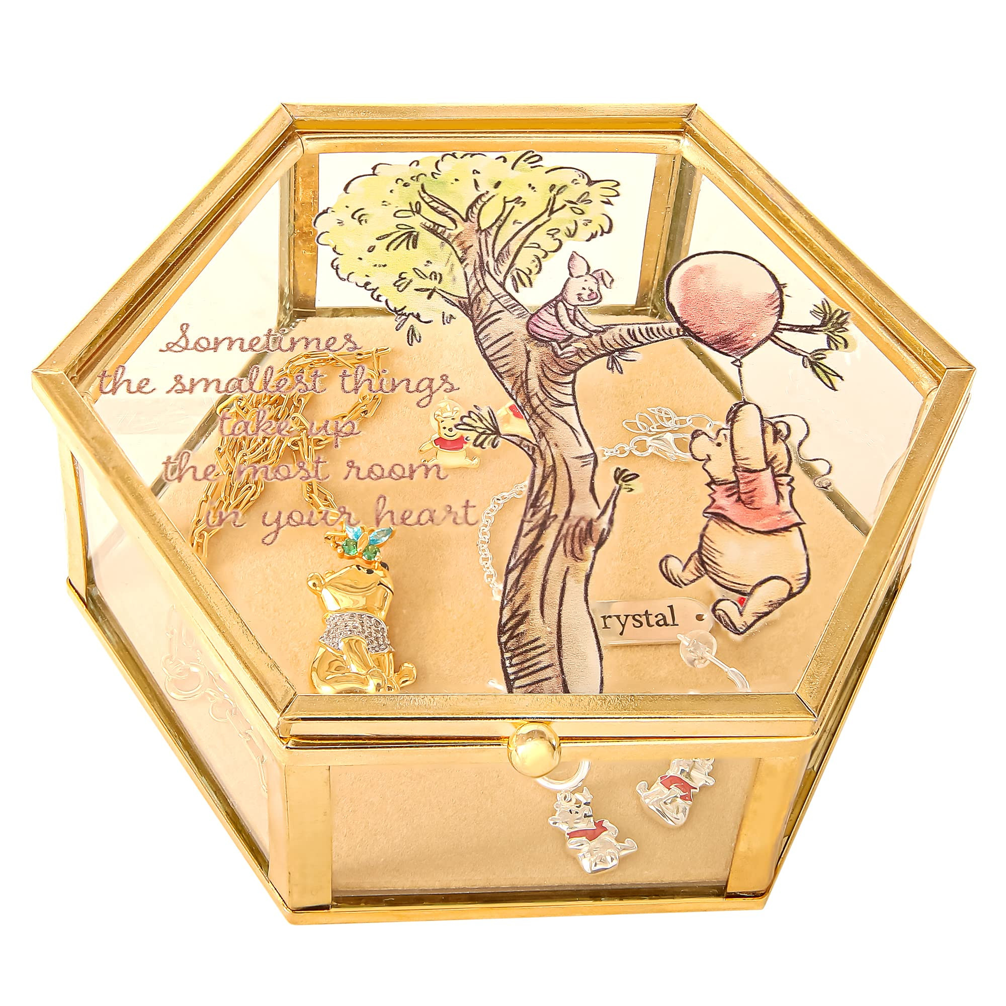 Disney Winnie the Pooh Jewelry Box - Glass Jewelry Case with Pooh and Piglet Design Jewelry Box, ... | Amazon (US)
