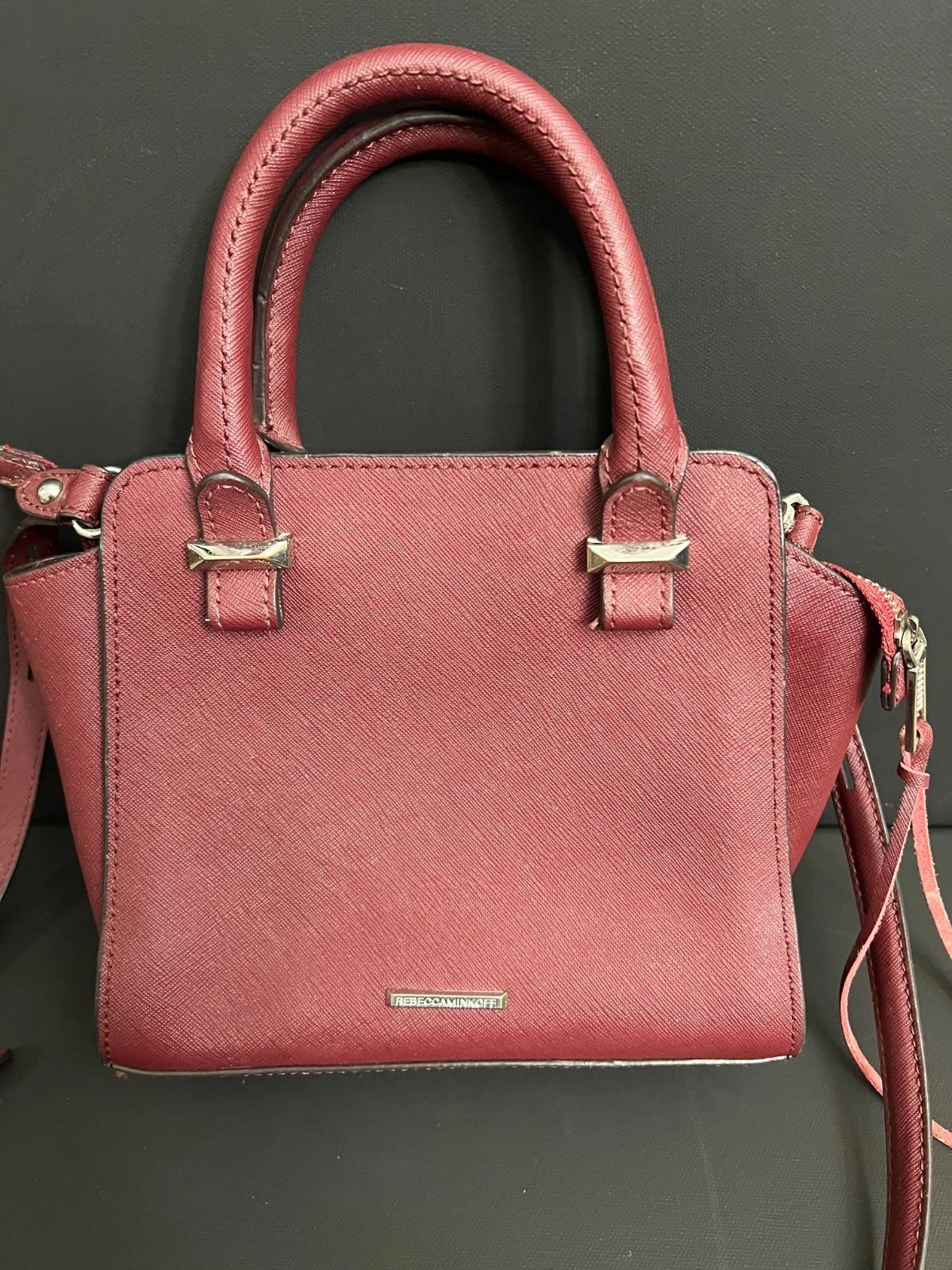Rebecca Minkoff Avery Mini Tote Purse Bag Crossbody Burgandy w/ Strap | eBay AU
