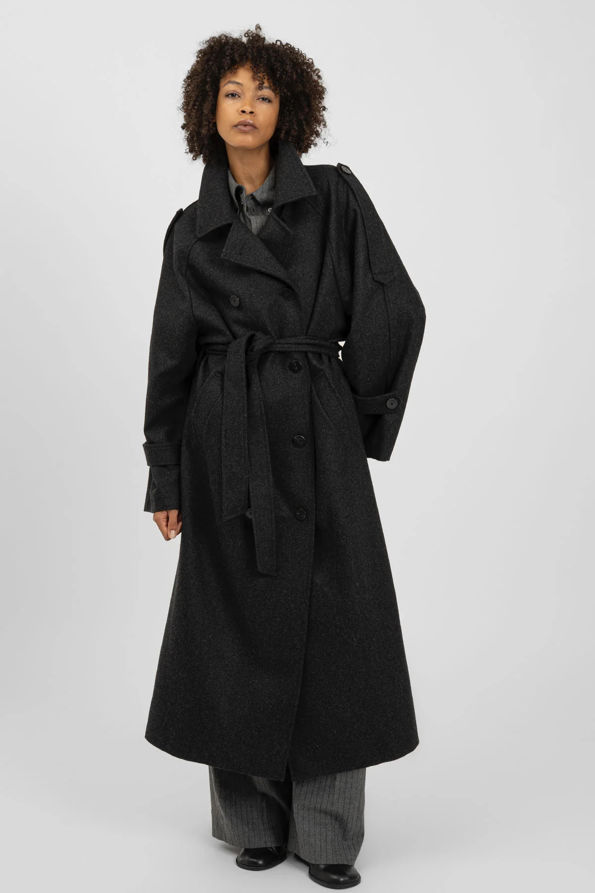 CADY Coat Dark Anthracite | black palms