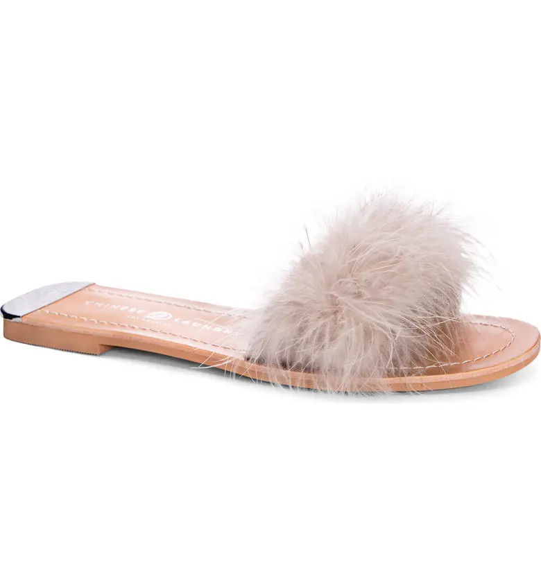 Chinese Laundry Zoey Faux Feather Slide Sandal | Nordstrom | Nordstrom