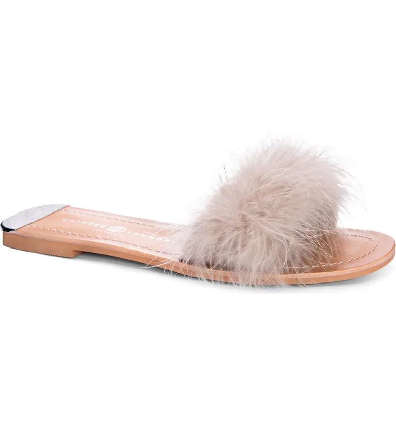 Chinese Laundry Zoey Faux Feather Slide Sandal | Nordstrom | Nordstrom