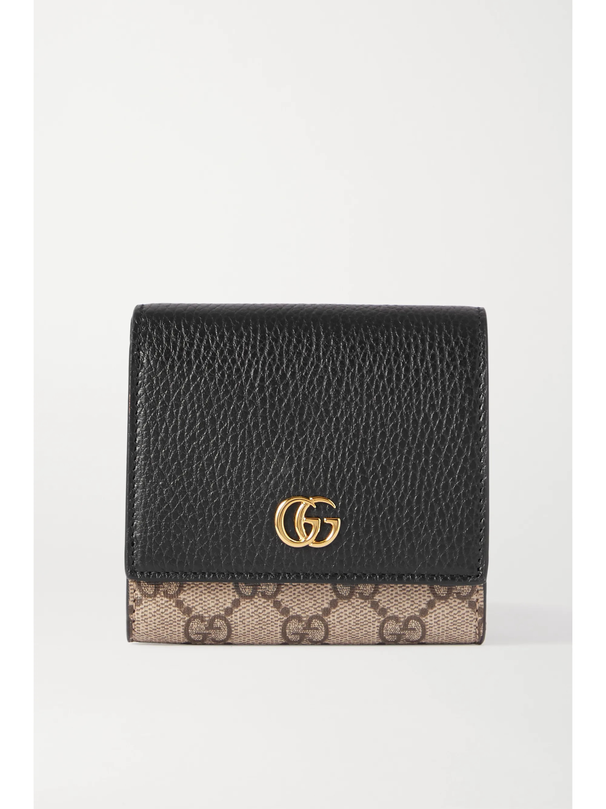 Black GG Marmont Petite medium textured-leather and printed coated-canvas wallet | Gucci | NET-A-... | NET-A-PORTER (US)