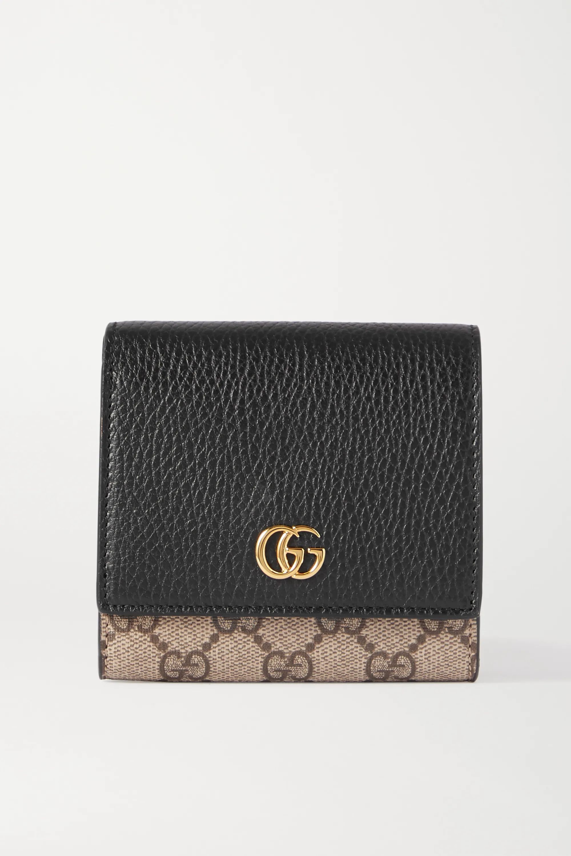 Black GG Marmont Petite medium textured-leather and printed coated-canvas wallet | Gucci | NET-A-... | NET-A-PORTER (US)