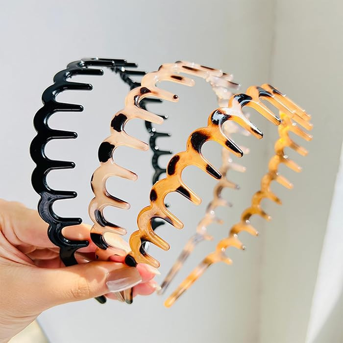 Aprince Zig Zag Headbands for Women 3Pcs, Non-Slip Comb Headband, Acetate Tortoise Shell Hair Ban... | Amazon (US)