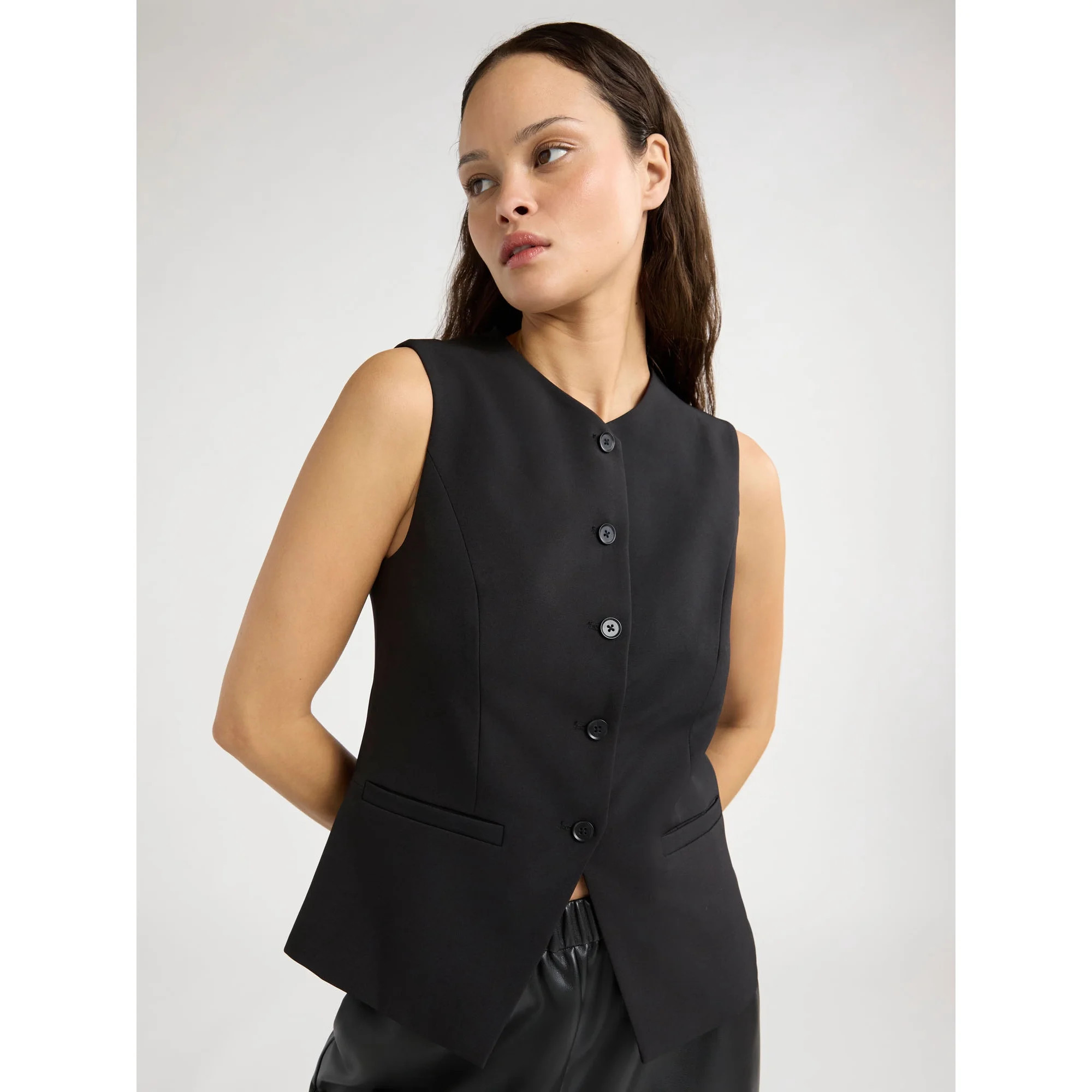 Scoop Women's Tailored Longline Crepe Vest, Sizes XS-XXL | Walmart (US)
