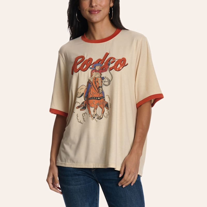 Rockin' C Women's White Rodeo Graphic Oversized T-Shirt | Cavender's