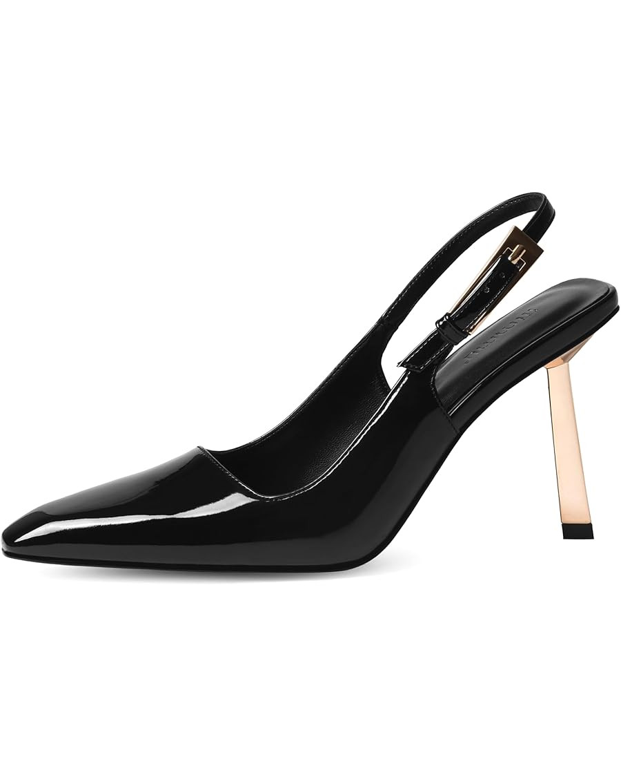 iiimmu Slingback Heels for Women Closed Toe 3.5IN / 4IN Kitten Heels Women Pumps Square Toe Heele... | Amazon (US)