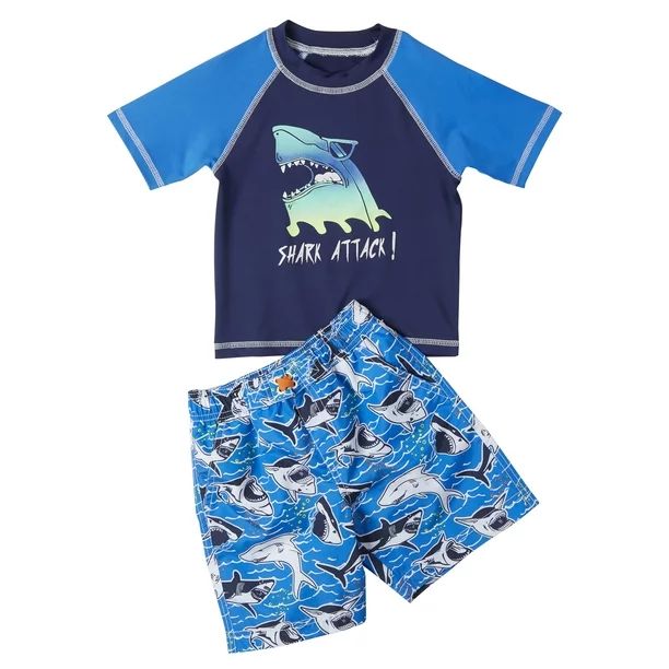 iXtreme Boys 4-7 Short Sleeve Rash Guard Swim Shirt and Swim Trunks, 2-Piece Set | Walmart (US)