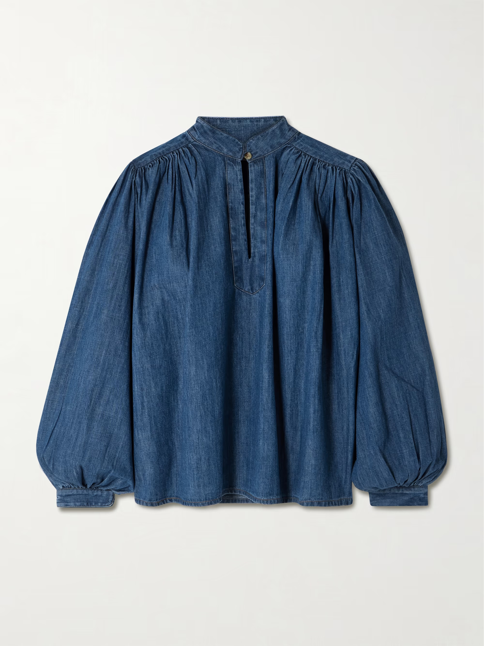 Kaprico gathered denim blouse | NET-A-PORTER (UK & EU)