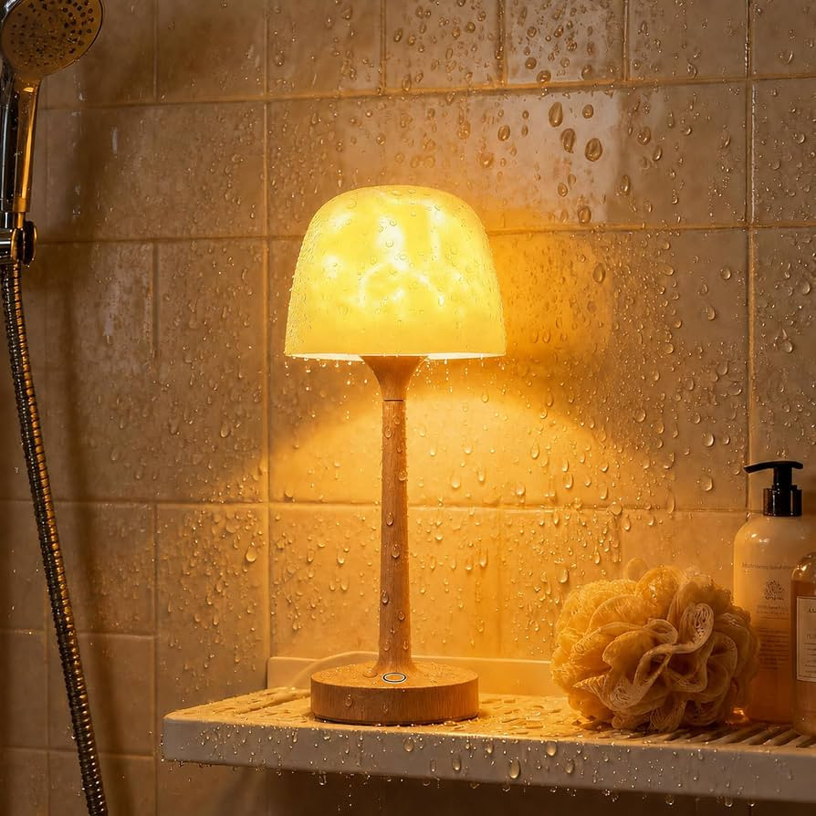 Shower Lamp, Spa-Like Waterproof Bathroom Lamp with 16 Color Ocean Wave Projector, Rechargeable C... | Amazon (US)