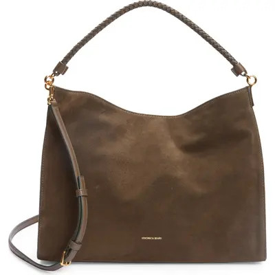 Veronica Beard Beard Vida Suede Shoulder Bag in Cypress at Nordstrom | Nordstrom