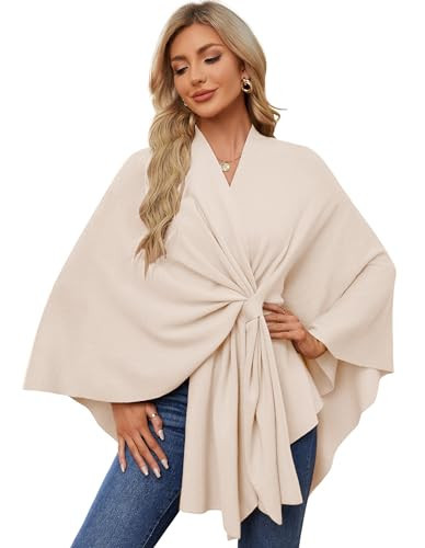 PULI Women's Elegant Shawl Wraps Soft Open Front Poncho Sweater for Spring Fall Winter beige | Amazon (US)