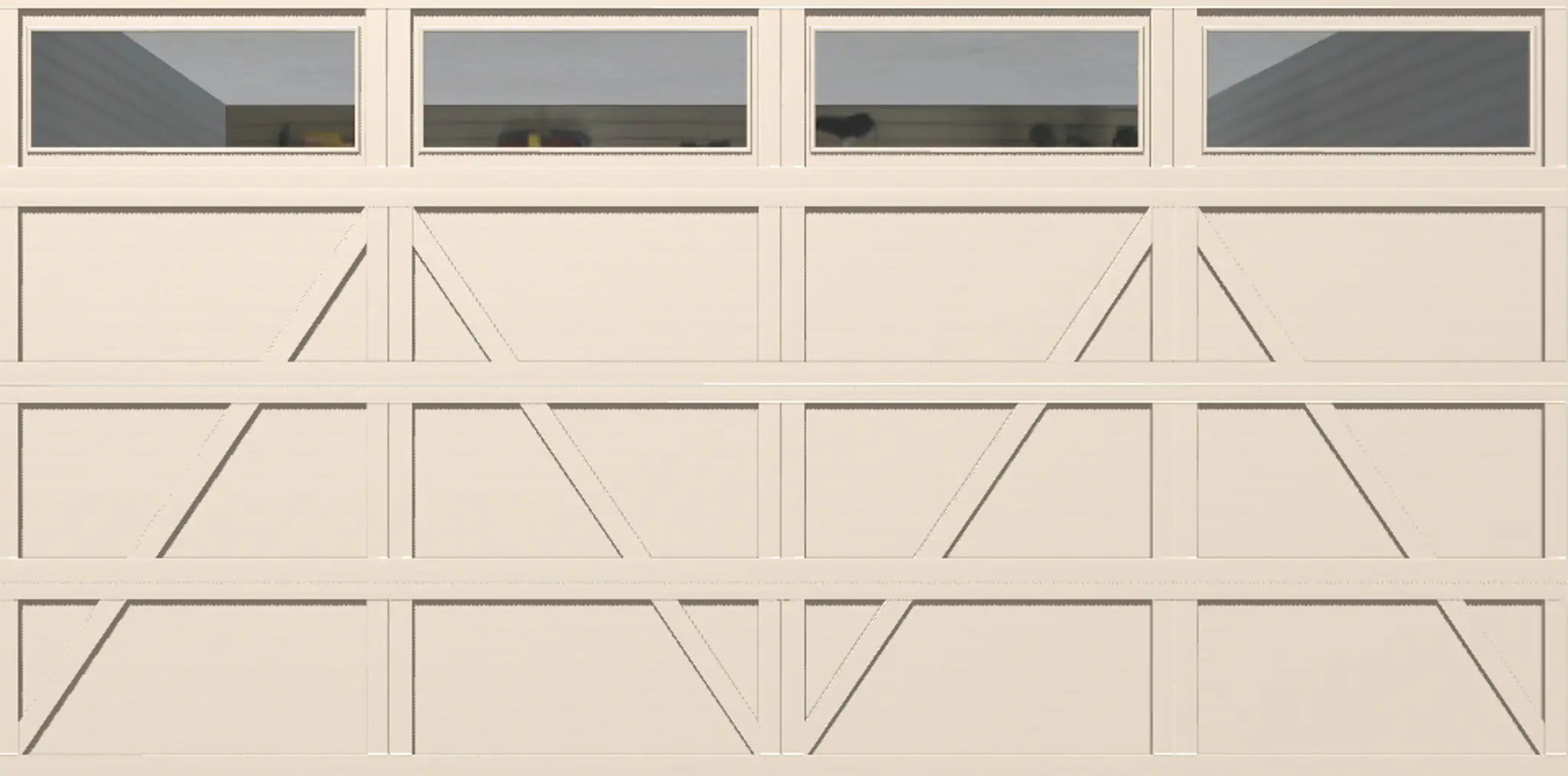 Wayne Dalton Classic Steel Model 9405 16-ft x 8-ft 10 R-Value Insulated Almond Double Garage Door with Windows one_size in Brown | WD9405CHACRII168 | Lowe's