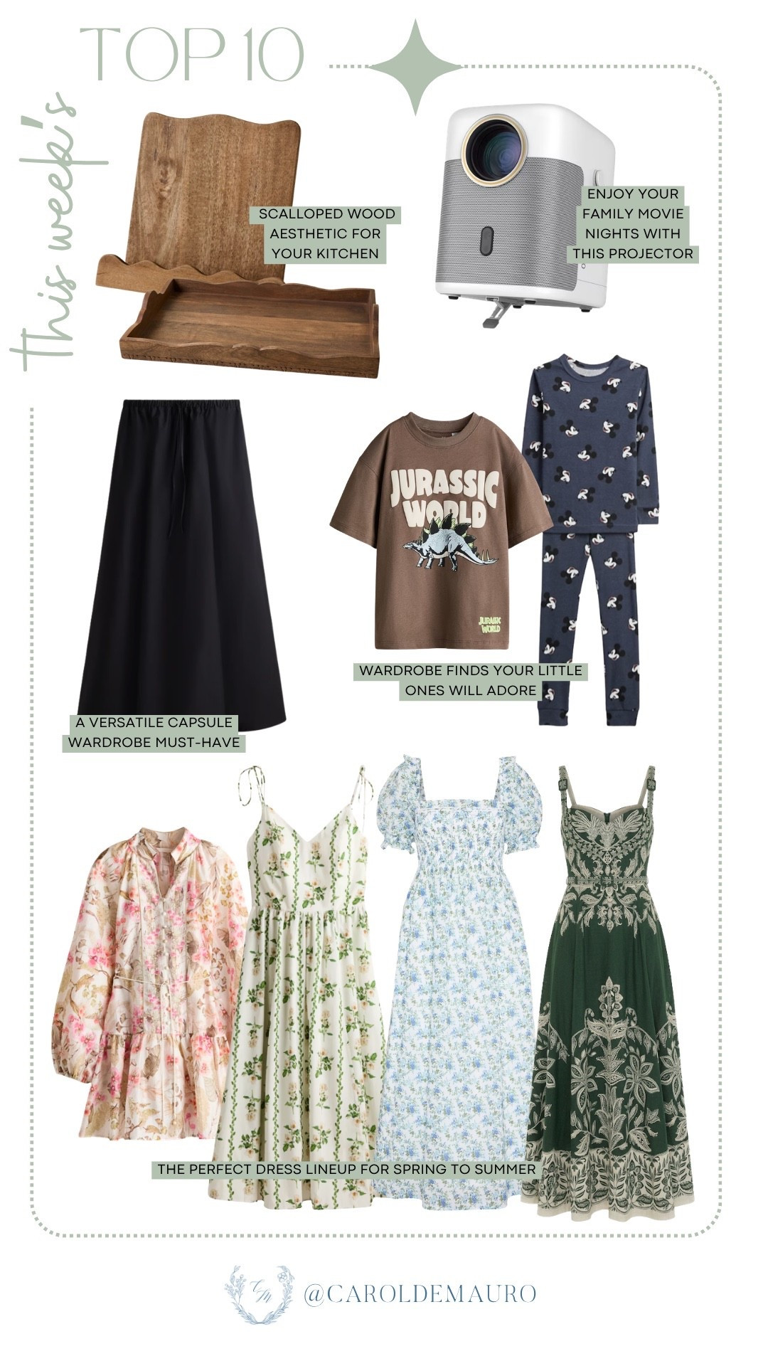 Discover this week's most loved items, featuring a gorgeous lineup of spring dresses, versatile wardrobe staples, and adorable finds for the kids. From scalloped wood kitchen accessories to the perfect family movie night projector, these fan-favorite picks have everything you need to refresh your home and closet. Shop these top-rated essentials to see why everyone is loving them right now!

top 10, spring fashion, capsule wardrobe, home decor, kids fashion, best sellers, magnolia home, h&m

#LTKootd #LTKSeasonal #LTKHome