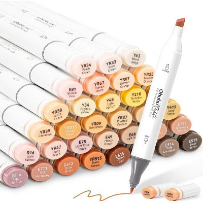 Ohuhu Alcohol Markers 36 Skin-Tone Portrait Colors: AP Certificated Double Tipped Skin Marker Set - Oahu of Ohuhu Markers Chisel and Fine - Refillable | Target