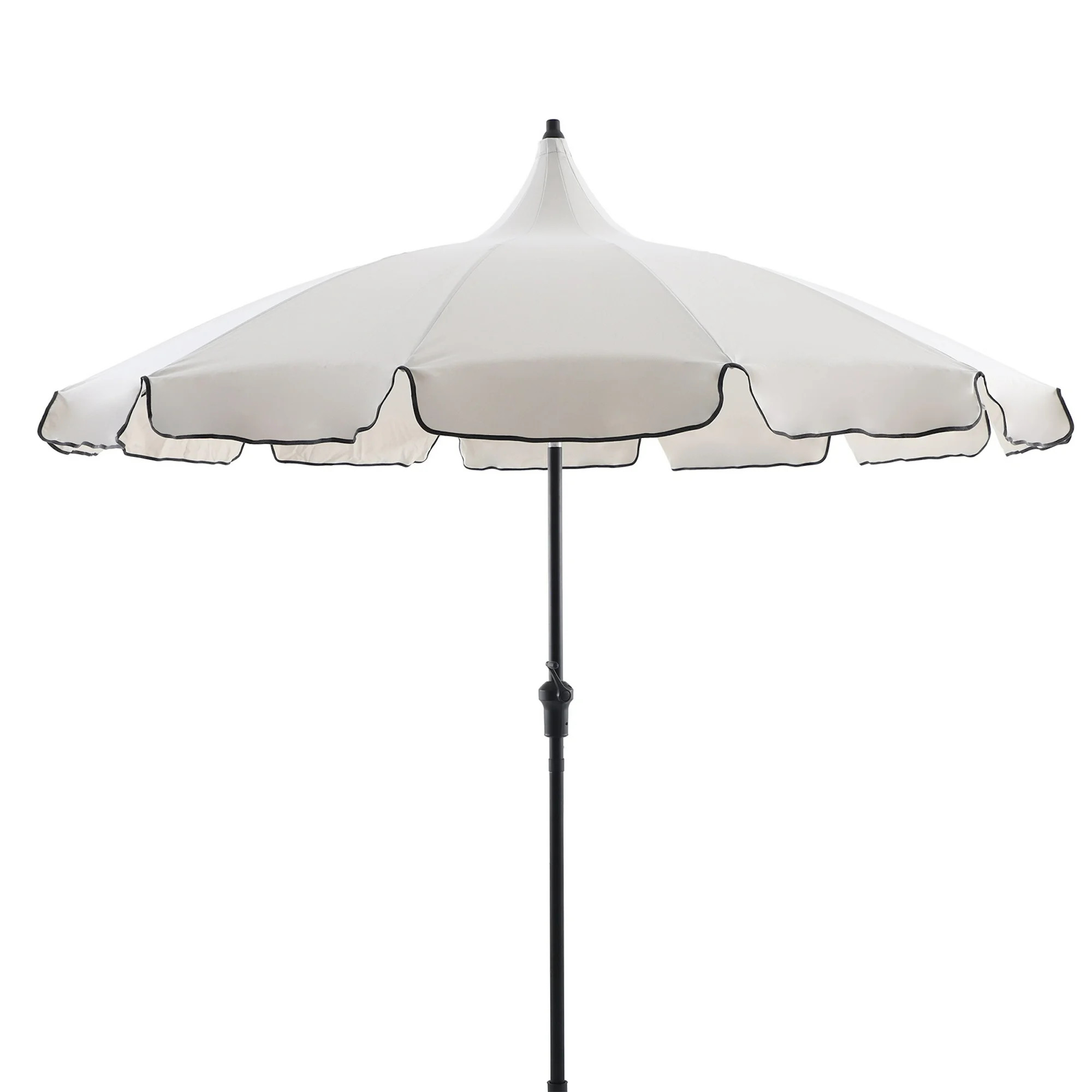 My Texas House 9ft Outdoor Round Market Patio Umbrella with White Canopy and Black Trim | Walmart (US)