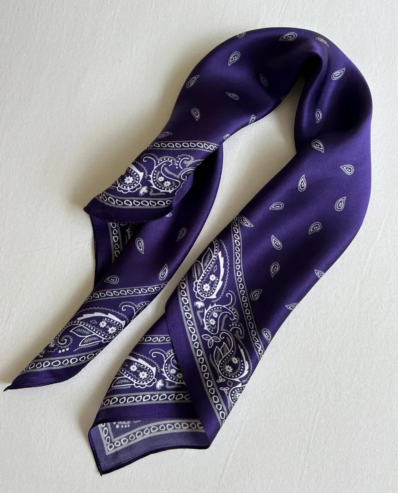 Violet Purple Paisley Mulberry Silk Scarf: Neckerchief (26”x26”) | Etsy (Global)