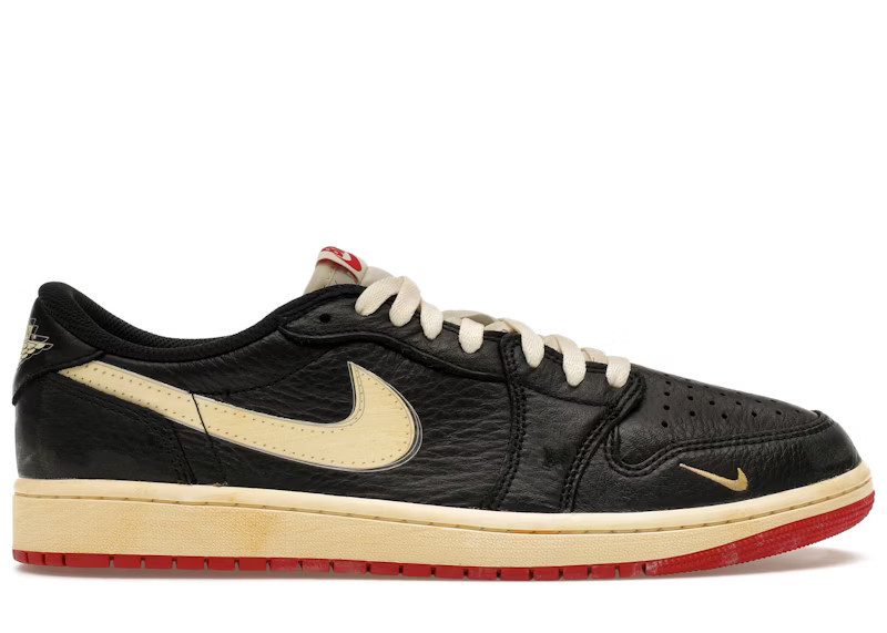Men's Jordan 1 Retro Low OG Nigel Sylvester Better With Time Sneakers in Black/Muslin/Varsity Red | StockX