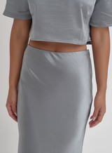 Blue Steel Satin Maxi Skirt- Dara | 4th & Reckless