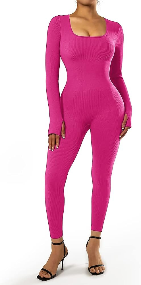 SUUKSESS Women Ribbed One Piece Jumpsuits Yoga Short Sleeve Workout Jumpsuits | Amazon (US)