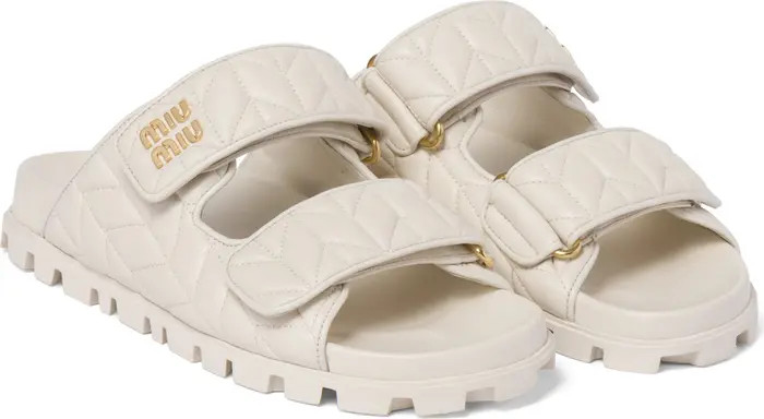 Miu Miu Matelassé Double Strap Slide Sandal (Women) | Nordstrom | Nordstrom